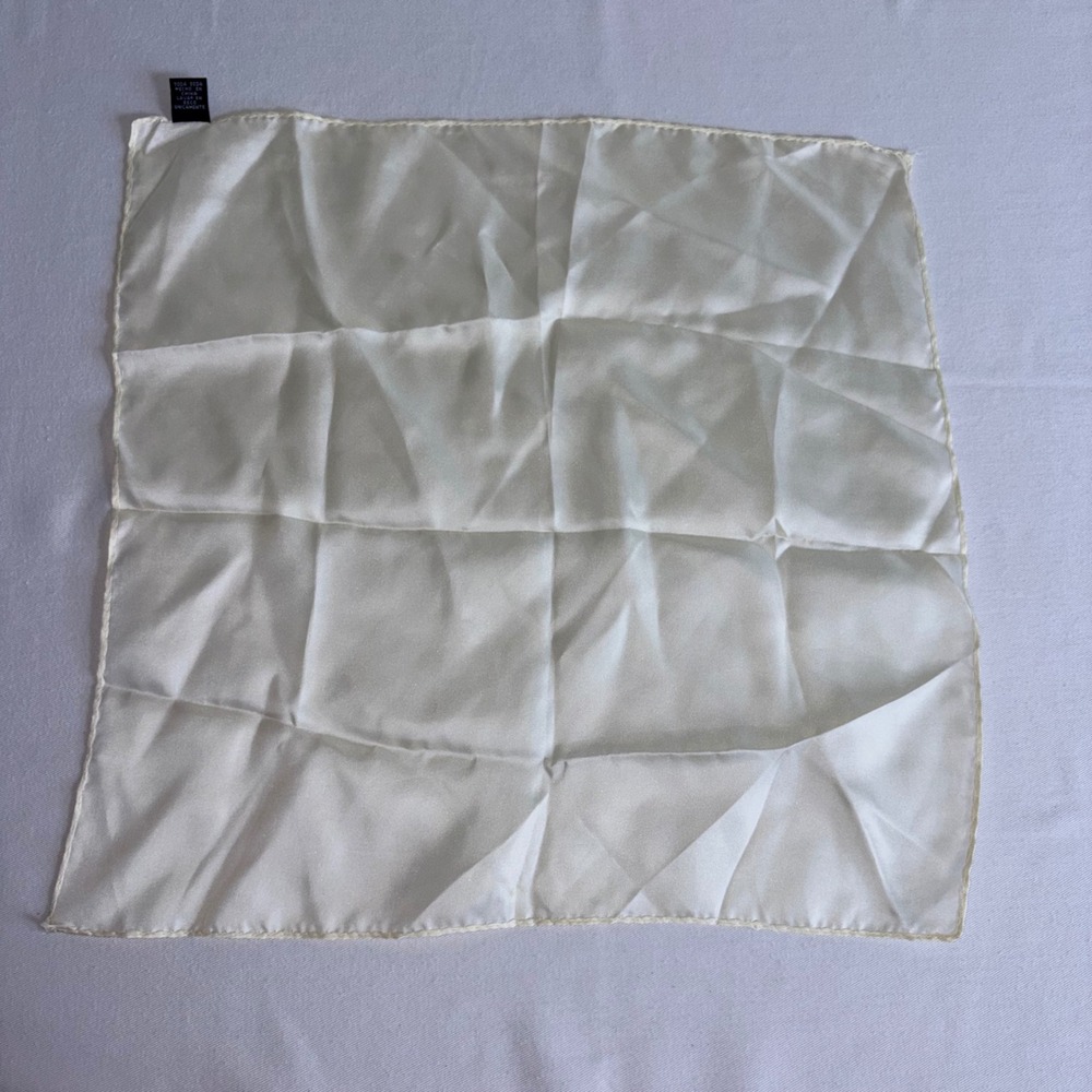 Pocket Square 15.5 x 16" Cream 100% Silk Solid Hand Finished suit wedding party